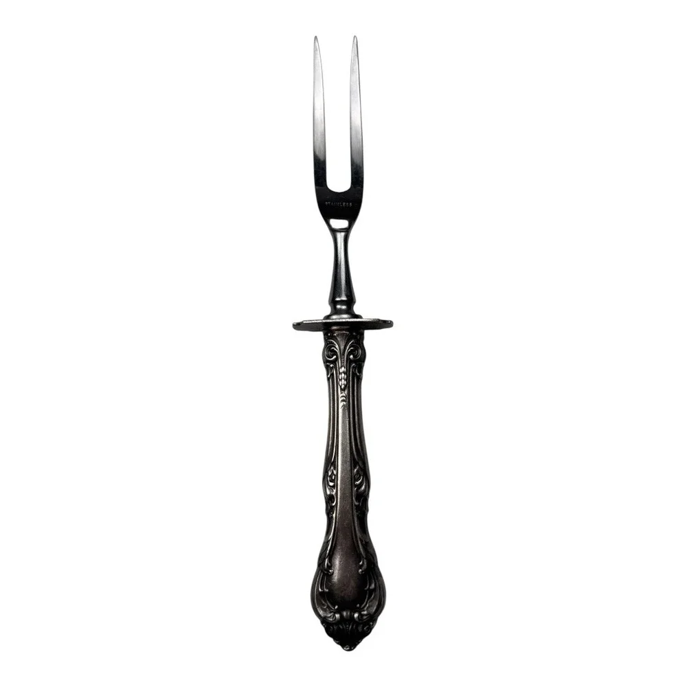 Vintage Stainless Steel Serving Fork Ornate Handle‎ Table Decor A72Q